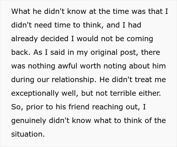 Text excerpt showing a woman reflecting on her relationship and realizing her boyfriend’s true character after heartbreak.