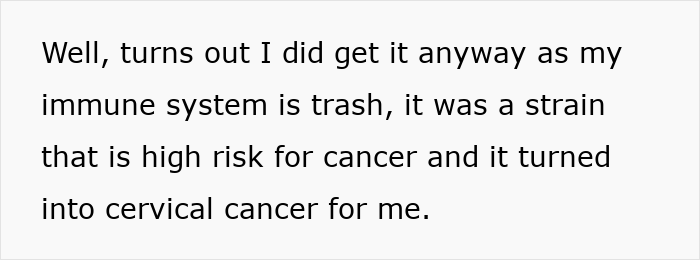 Text on white background discussing immune system issues leading to cervical cancer caused by HPV strain. Text on white background discussing immune system issues leading to cervical cancer caused by HPV strain.