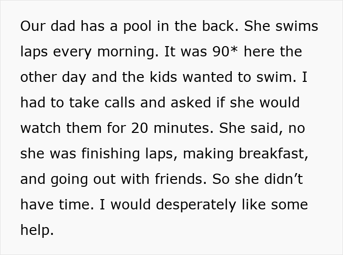 Man frustrated as sister refuses childcare duties, leading to accusations of being a stranger to his kids in family conflict. Man frustrated as sister refuses childcare duties, leading to accusations of being a stranger to his kids in family conflict.