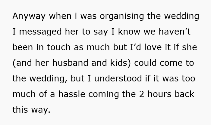 Text excerpt from a message about organizing a wedding and inviting a friend despite distance and lack of contact. Text excerpt from a message about organizing a wedding and inviting a friend despite distance and lack of contact.