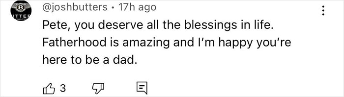 Comment on social media praising Pete Davidson’s fatherhood amid scrutiny of the size of his manhood. Comment on social media praising Pete Davidson’s fatherhood amid scrutiny of the size of his manhood.
