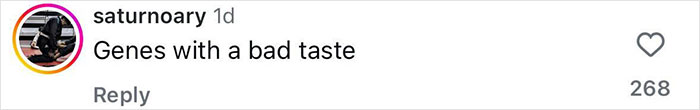 Screenshot of an Instagram comment saying Genes with a bad taste, related to Sydney Sweeney’s red carpet premiere look criticism. Screenshot of an Instagram comment saying Genes with a bad taste, related to Sydney Sweeney’s red carpet premiere look criticism.