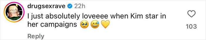 Comment on social media praising Kim Kardashian for her performance in a controversial see-through Skims campaign. Comment on social media praising Kim Kardashian for her performance in a controversial see-through Skims campaign.