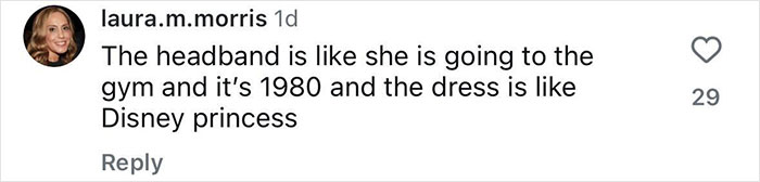 Screenshot of an online comment criticizing a red carpet premiere look, mentioning genes with bad taste. Screenshot of an online comment criticizing a red carpet premiere look, mentioning genes with bad taste.