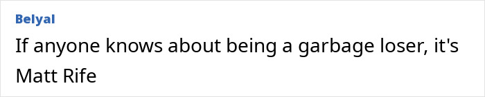 Comment text on a white background referencing comedian Matt Rife in a casual black font. Comment text on a white background referencing comedian Matt Rife in a casual black font.