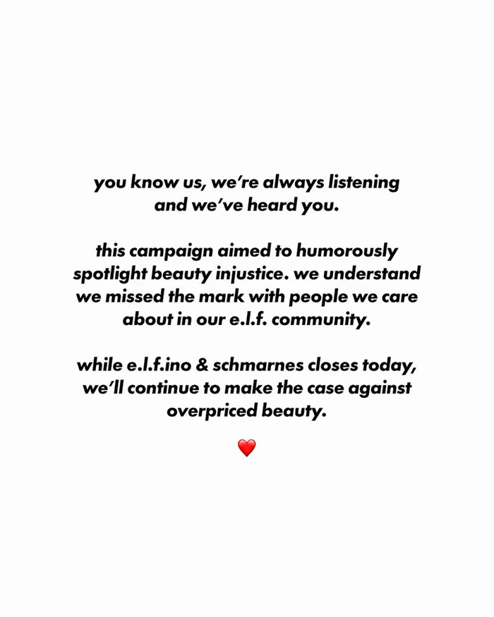 Statement text on a white background addressing a beauty campaign backlash, relevant to Birds Of A Feather canceled comedian Matt Rife support. Statement text on a white background addressing a beauty campaign backlash, relevant to Birds Of A Feather canceled comedian Matt Rife support.