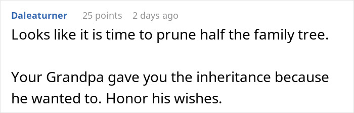 Screenshot of a Reddit comment discussing a 21-year-old caring for grandpa and conflict with entitled brother's demands. Screenshot of a Reddit comment discussing a 21-year-old caring for grandpa and conflict with entitled brother's demands.