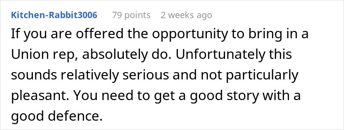 Comment advising to bring a Union rep for a serious worker disciplined ChatGPT slurs incident and prepare a good defense. Comment advising to bring a Union rep for a serious worker disciplined ChatGPT slurs incident and prepare a good defense.