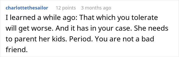 Comment discussing the need for parenting rowdy kids, related to woman choosing childfree events after the experience. Comment discussing the need for parenting rowdy kids, related to woman choosing childfree events after the experience.