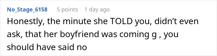 Comment discussing regrets after a couple agrees to host an old friend with unexpected requests. Comment discussing regrets after a couple agrees to host an old friend with unexpected requests.