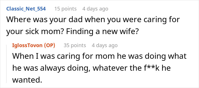 Screenshot of a conversation discussing a teen escaping a dad’s babysitting demand and walking out on watching fiancée’s kids. Screenshot of a conversation discussing a teen escaping a dad’s babysitting demand and walking out on watching fiancée’s kids.