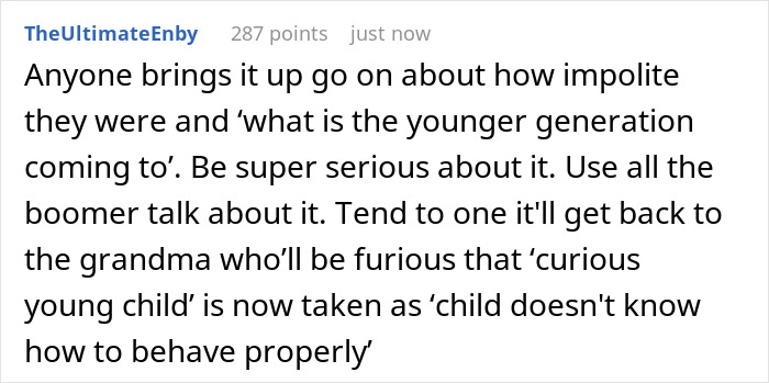 Screenshot of a Reddit comment discussing impolite behavior and concerns about younger generation manners. Screenshot of a Reddit comment discussing impolite behavior and concerns about younger generation manners.