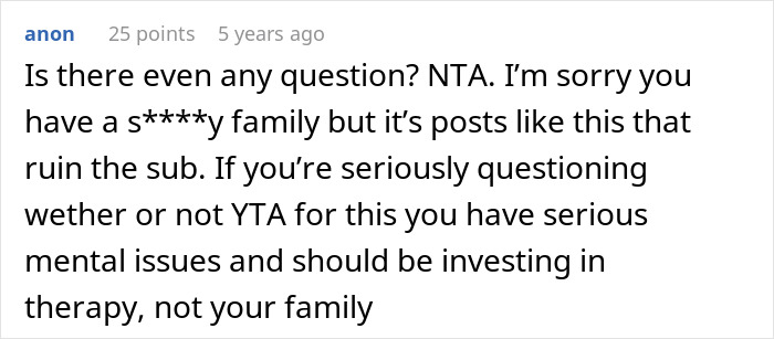 Comment from anon discussing a woman refusing to hand over her entire savings after parents claim it’s rightfully theirs. Comment from anon discussing a woman refusing to hand over her entire savings after parents claim it’s rightfully theirs.