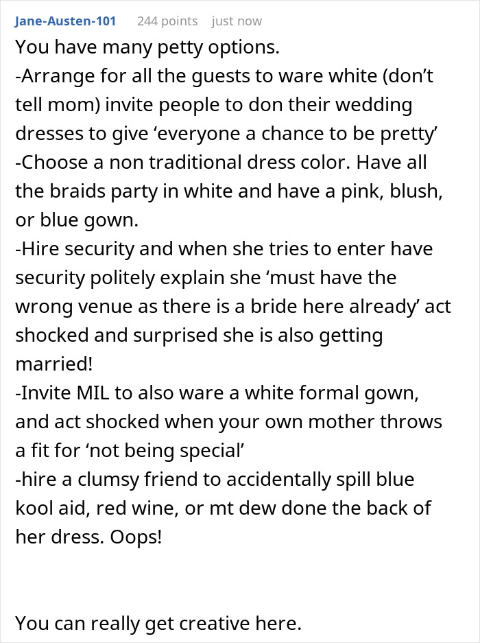 Alt text: Bride’s mom threatening to skip wedding over wearing a white gown, causing drama and tension at the event. Alt text: Bride’s mom threatening to skip wedding over wearing a white gown, causing drama and tension at the event.
