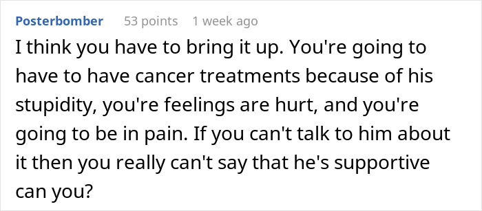Comment text about resentment toward healthy boyfriend due to cancer caused by HPV he had in the past. Comment text about resentment toward healthy boyfriend due to cancer caused by HPV he had in the past.