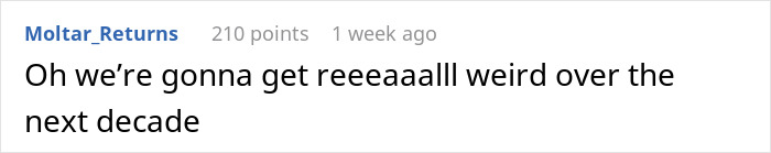 Comment text expressing disbelief about future events, related to netizens reacting to AI boyfriend proposal. Comment text expressing disbelief about future events, related to netizens reacting to AI boyfriend proposal.