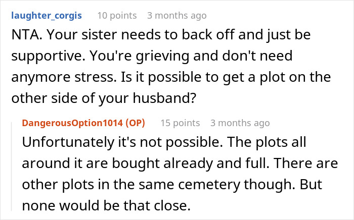 Online discussion about widow choosing to bury late husband with first wife, causing stepkids to feel hurt and abandoned. Online discussion about widow choosing to bury late husband with first wife, causing stepkids to feel hurt and abandoned.
