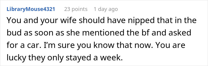 Screenshot of a forum comment discussing regrets after hosting an old friend with unexpected wild requests. Screenshot of a forum comment discussing regrets after hosting an old friend with unexpected wild requests.