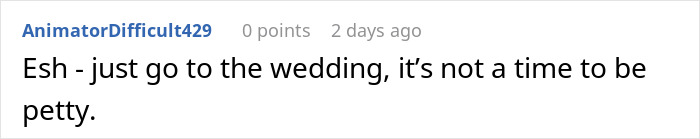 Reddit comment expressing opinion on a man shelling out money for daughter’s failed wedding and skipping his own. Reddit comment expressing opinion on a man shelling out money for daughter’s failed wedding and skipping his own.