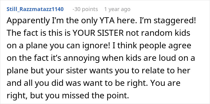 Mom takes kids on a 9-hour flight, complains about lack of help, sibling gives a reality check in online discussion. Mom takes kids on a 9-hour flight, complains about lack of help, sibling gives a reality check in online discussion.