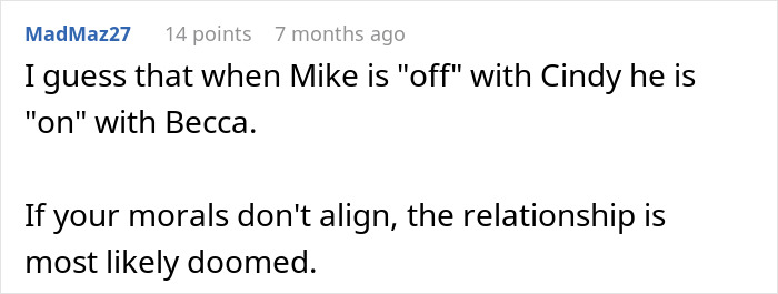 Screenshot of a comment discussing relationship morals amid a lady’s affair pregnancy and boyfriend conflicts online. Screenshot of a comment discussing relationship morals amid a lady’s affair pregnancy and boyfriend conflicts online.