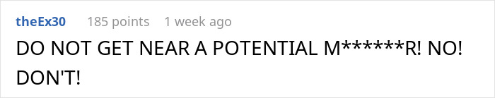 Screenshot of an online comment warning about getting sick after eating food touched by dad, questioning if it’s intentional.
