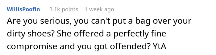 Screenshot of online comment discussing a guy not taking shoes off in friend’s house due to medical condition. Screenshot of online comment discussing a guy not taking shoes off in friend’s house due to medical condition.