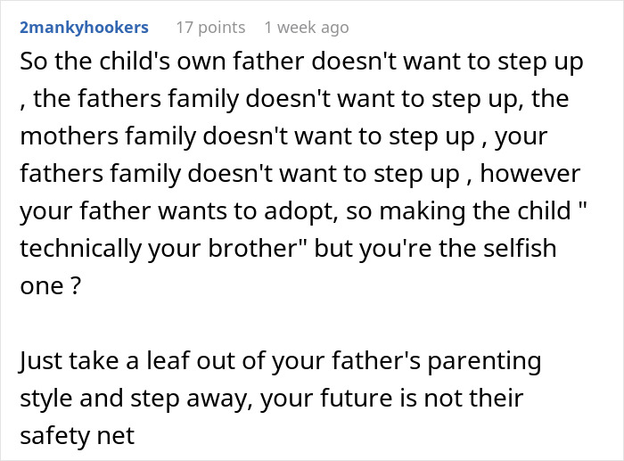 Comment about autistic stepbrother caregiving dilemma and family unwillingness to help with responsibility. Comment about autistic stepbrother caregiving dilemma and family unwillingness to help with responsibility.