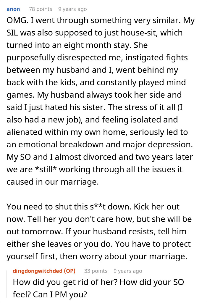 Woman shares experience of sister-in-law causing family conflict and emotional breakdown in relationship online post.