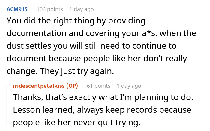 Commenters discuss the toxic newbie spreading lies and the importance of documenting incidents to protect against false claims. Commenters discuss the toxic newbie spreading lies and the importance of documenting incidents to protect against false claims.