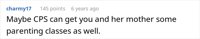 Screenshot of an online comment discussing parenting and CPS involvement related to a teen daughter situation. Screenshot of an online comment discussing parenting and CPS involvement related to a teen daughter situation.