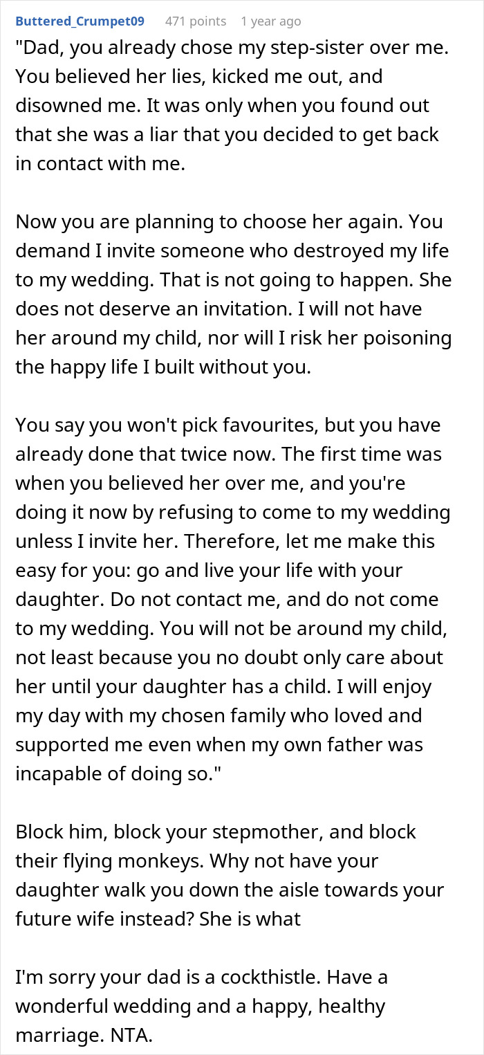 Text showing a woman's old fight with stepsister leading to cutting all ties with her entire family years later. Text showing a woman's old fight with stepsister leading to cutting all ties with her entire family years later.