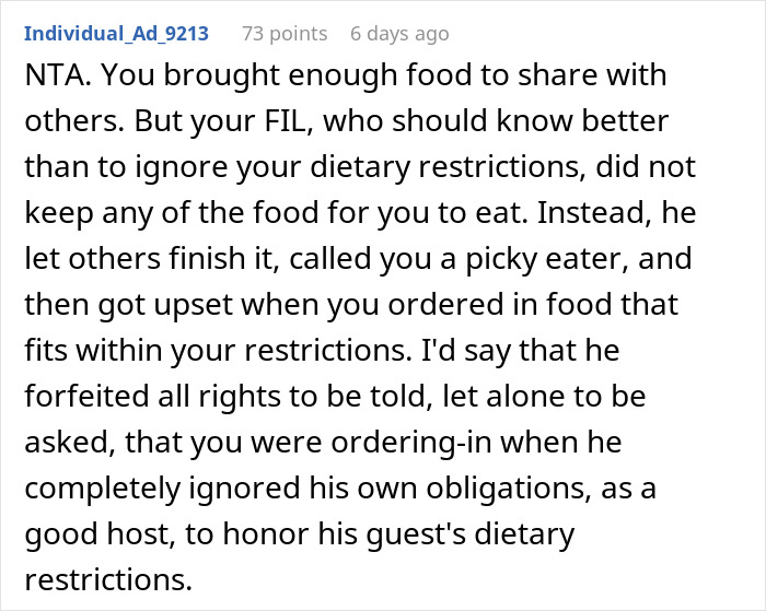 In-Laws Aware Of Woman’s Food Restrictions, Are Mad She Finds A Way To Not Eat Their Unsafe Food In-Laws Aware Of Woman’s Food Restrictions, Are Mad She Finds A Way To Not Eat Their Unsafe Food