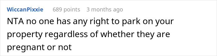Comment on social media discussing young woman threatening cops and pregnant woman rights about parking on property. Comment on social media discussing young woman threatening cops and pregnant woman rights about parking on property.