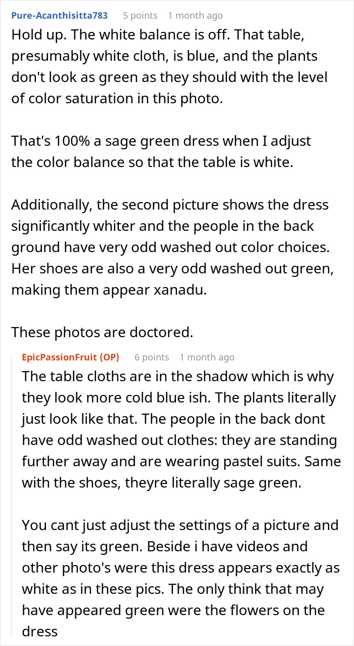 Woman wearing a sage green dress at a wedding, mistaken for a white wedding dress and receiving online trolling. Woman wearing a sage green dress at a wedding, mistaken for a white wedding dress and receiving online trolling.