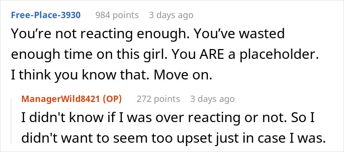 Online conversation showing a man upset after his dream proposal ends in heartbreak over desire for a rich husband, not hardworking partner.