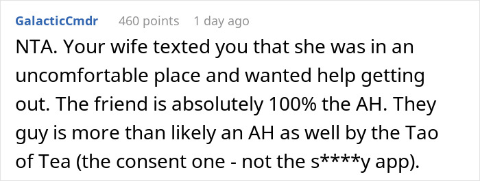 Screenshot of a Reddit comment discussing a friend-wife drunk hookup with another man and consent concerns. Screenshot of a Reddit comment discussing a friend-wife drunk hookup with another man and consent concerns.