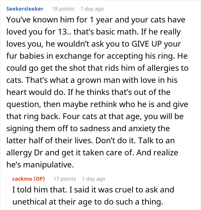 Fiancée Left Shocked After Guy Demands Her 4 Senior Cats Be Rehomed Before Wedding Fiancée Left Shocked After Guy Demands Her 4 Senior Cats Be Rehomed Before Wedding