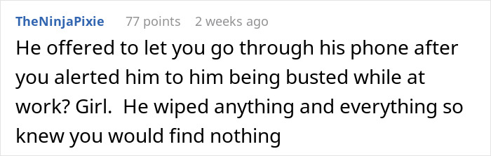 Screenshot of a comment about fiancé behavior raising suspicion from a mom-to-be, highlighting gut feelings and strange text concerns. Screenshot of a comment about fiancé behavior raising suspicion from a mom-to-be, highlighting gut feelings and strange text concerns.