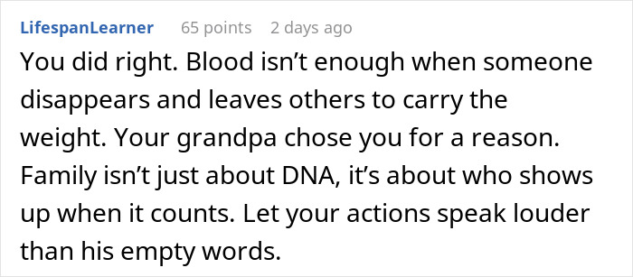 Screenshot of a Reddit comment about a 21-year-old caregiving for grandpa and conflict with an entitled brother. Screenshot of a Reddit comment about a 21-year-old caregiving for grandpa and conflict with an entitled brother.