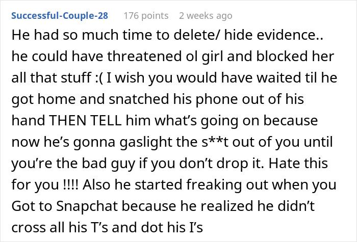 Comment warning about fiancé deleting evidence, gaslighting, and raising suspicion from mom-to-be and friends. Comment warning about fiancé deleting evidence, gaslighting, and raising suspicion from mom-to-be and friends.