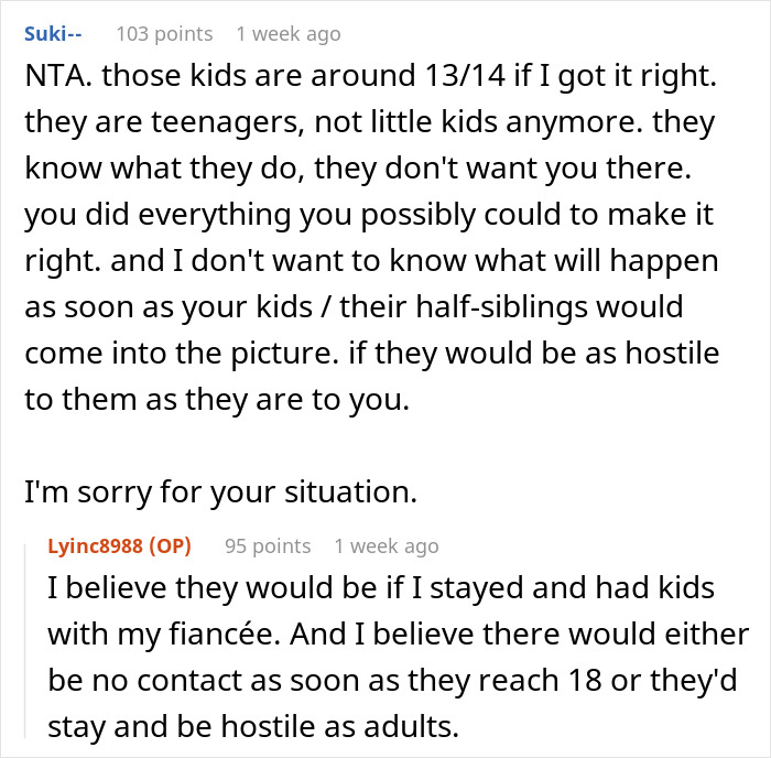 Man tries to win over fiancée’s kids for years, faces hostility, and considers giving up on relationship. Man tries to win over fiancée’s kids for years, faces hostility, and considers giving up on relationship.