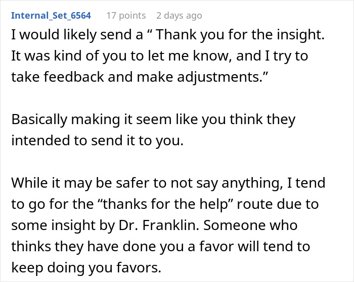 Screenshot of a forum comment advising on replying to an email about a second interview and accidental video file. Screenshot of a forum comment advising on replying to an email about a second interview and accidental video file.