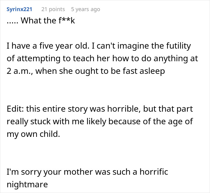 Text comment expressing shock and sympathy about a mother's harsh treatment of her teen son and subsequent regret after losing everything. Text comment expressing shock and sympathy about a mother's harsh treatment of her teen son and subsequent regret after losing everything.