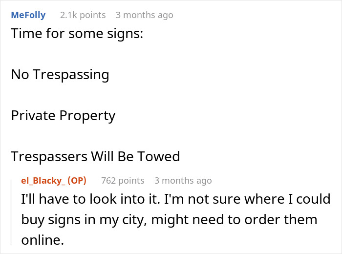 Screenshot of a forum discussion about posting no trespassing signs, involving mentions of a young woman and pregnant woman. Screenshot of a forum discussion about posting no trespassing signs, involving mentions of a young woman and pregnant woman.