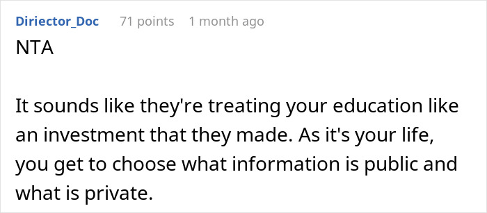 Screenshot of a Reddit comment discussing a man getting sick after eating food his dad touched and questioning intentions.