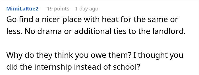 Screenshot of a discussion about parents forcing to pay expensive rent and advice on finding better housing options.