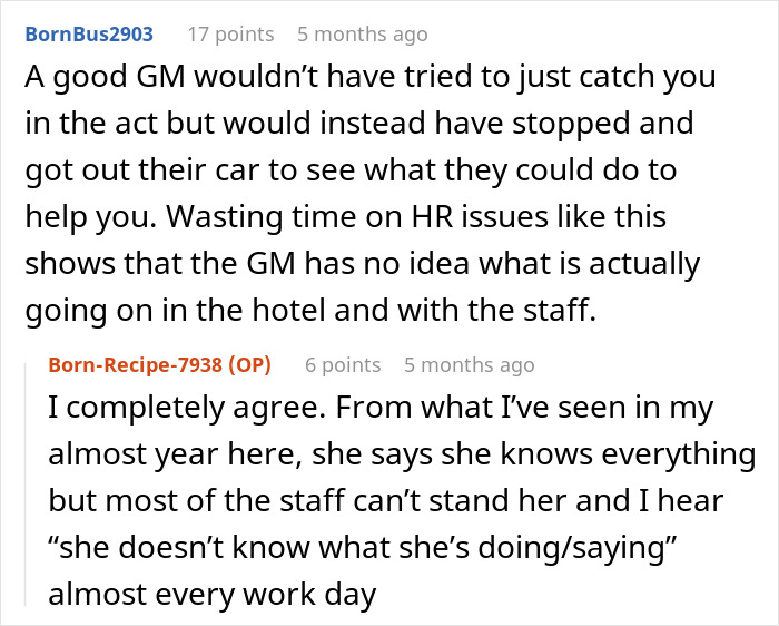 Reddit discussion about a general manager going out of their way to check on an employee missing work due to a flat tire.