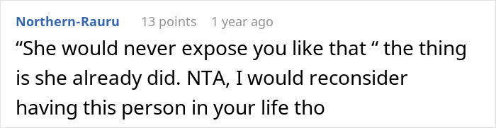 Screenshot of a Reddit comment discussing exposure of a friend’s boyfriend’s and girlfriend’s body count. Screenshot of a Reddit comment discussing exposure of a friend’s boyfriend’s and girlfriend’s body count.