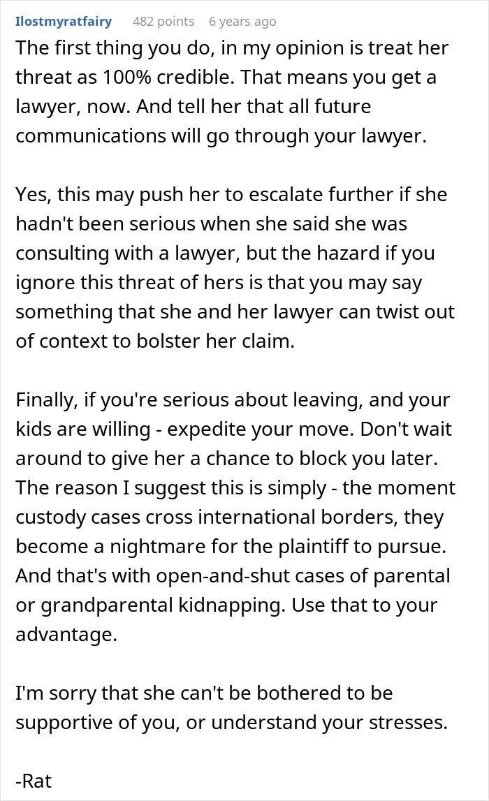 Text advice on handling a legal dispute involving a widow wanting to move back to her home country with her kids. Text advice on handling a legal dispute involving a widow wanting to move back to her home country with her kids.